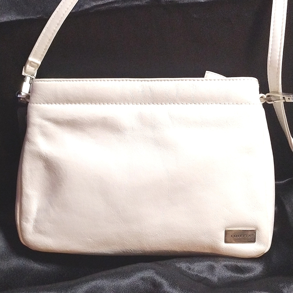 WHITE LEATHER COLETTA HANDBAG